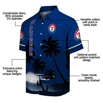 Best MLB Texas Rangers Sunset Blue Black Hawaiian shirts for Beach Summer 2025