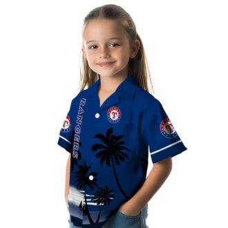 Best MLB Texas Rangers Sunset Blue Black Hawaiian shirts for Beach Summer 2025