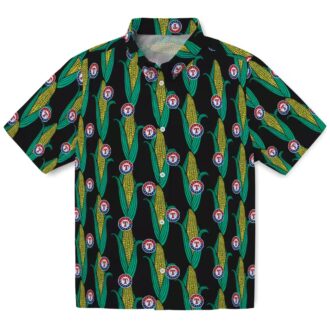 Black Green Texas Rangers Tropical Shirt - Corn Pattern Vacation Outfit for Baseball Fans