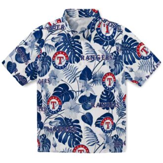 Blue White Tropical Texas Rangers Hawaiian Shirt - MLB Fan Shirt for Summer