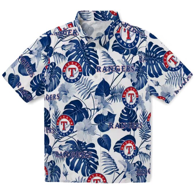 Blue White Tropical Texas Rangers Hawaiian Shirt - MLB Fan Shirt for Summer