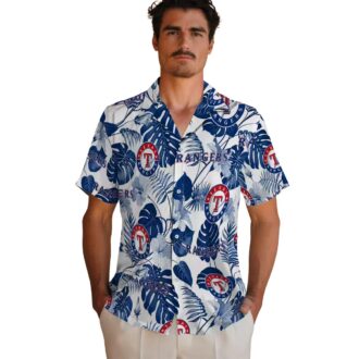 Blue White Tropical Texas Rangers Hawaiian Shirt - MLB Fan Shirt for Summer