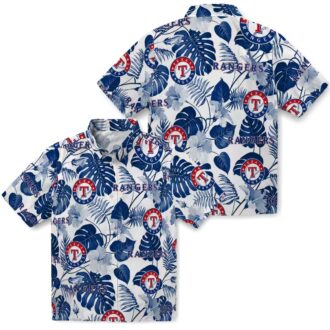 Blue White Tropical Texas Rangers Hawaiian Shirt - MLB Fan Shirt for Summer