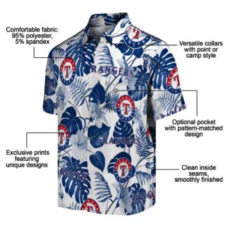 Blue White Tropical Texas Rangers Hawaiian Shirt - MLB Fan Shirt for Summer