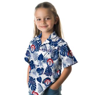 Blue White Tropical Texas Rangers Hawaiian Shirt - MLB Fan Shirt for Summer