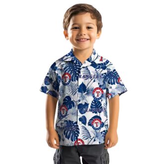 Blue White Tropical Texas Rangers Hawaiian Shirt - MLB Fan Shirt for Summer