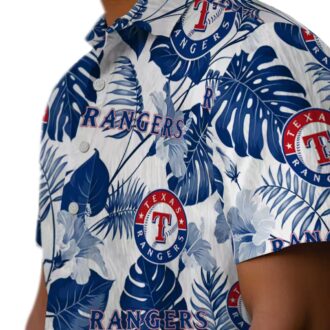 Blue White Tropical Texas Rangers Hawaiian Shirt - MLB Fan Shirt for Summer