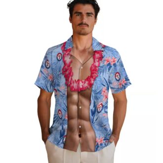 Buy Texas Rangers Funny Chest Illusion Blue Aloha Shirt - Hawaiian Theme Baseball Clothing USA