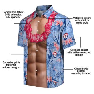 Buy Texas Rangers Funny Chest Illusion Blue Aloha Shirt - Hawaiian Theme Baseball Clothing USA