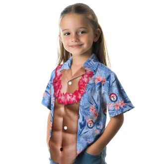Buy Texas Rangers Funny Chest Illusion Blue Aloha Shirt - Hawaiian Theme Baseball Clothing USA