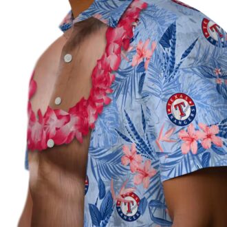 Buy Texas Rangers Funny Chest Illusion Blue Aloha Shirt - Hawaiian Theme Baseball Clothing USA