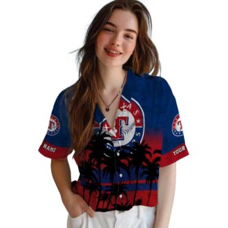 Custom MLB Texas Rangers Hawaiian Shirt - Sunset Beach Aloha Shirt for Summer Fun