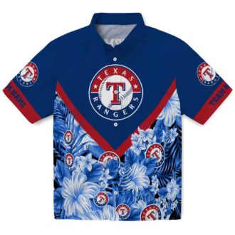 Custom Texas Rangers Blue Chevron Hawaiian Shirt - Floral MLB Team Fan Apparel for Summer