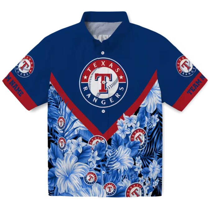 Custom Texas Rangers Blue Chevron Hawaiian Shirt - Floral MLB Team Fan Apparel for Summer