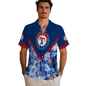 Custom Texas Rangers Blue Chevron Hawaiian Shirt - Floral MLB Team Fan Apparel for Summer