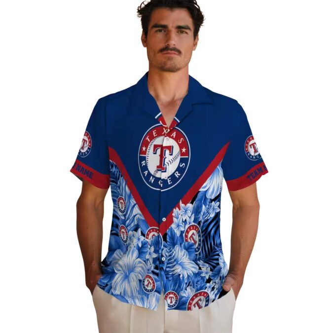 Custom Texas Rangers Blue Chevron Hawaiian Shirt - Floral MLB Team Fan Apparel for Summer