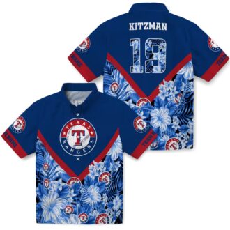 Custom Texas Rangers Blue Chevron Hawaiian Shirt - Floral MLB Team Fan Apparel for Summer
