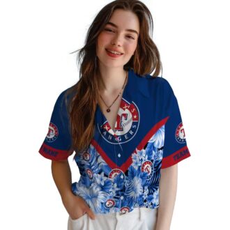 Custom Texas Rangers Blue Chevron Hawaiian Shirt - Floral MLB Team Fan Apparel for Summer