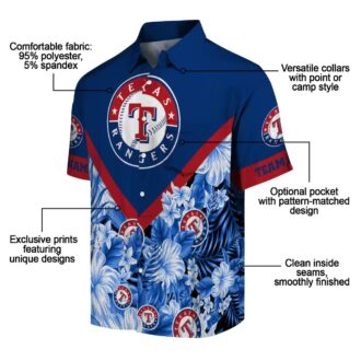 Custom Texas Rangers Blue Chevron Hawaiian Shirt - Floral MLB Team Fan Apparel for Summer