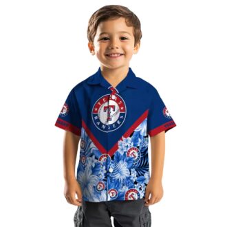 Custom Texas Rangers Blue Chevron Hawaiian Shirt - Floral MLB Team Fan Apparel for Summer