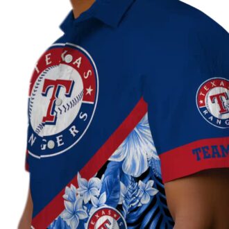 Custom Texas Rangers Blue Chevron Hawaiian Shirt - Floral MLB Team Fan Apparel for Summer