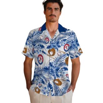 Custom Texas Rangers Floral Beach Shirt - Blue White Hawaiian Style for MLB Fans