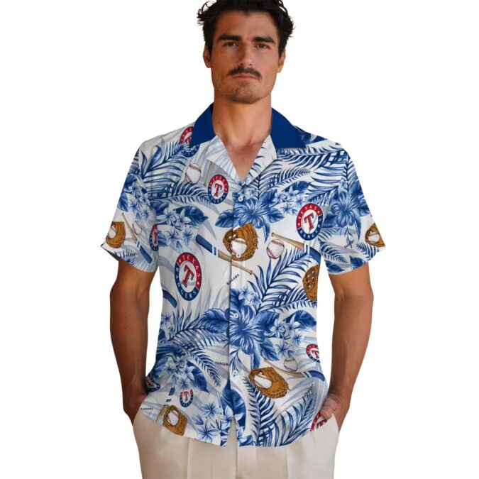 Custom Texas Rangers Floral Beach Shirt - Blue White Hawaiian Style for MLB Fans