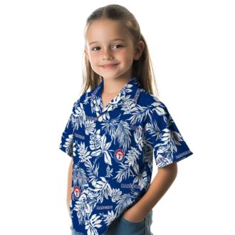 Exclusive Texas Rangers Hawaiian Shirt - Blue White Tropical Leaf Print MLB Fan Gear