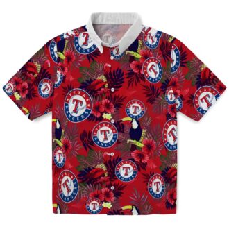 Exclusive Texas Rangers Hawaiian Shirt - Tropical Toucan Blue Red Floral MLB Gear