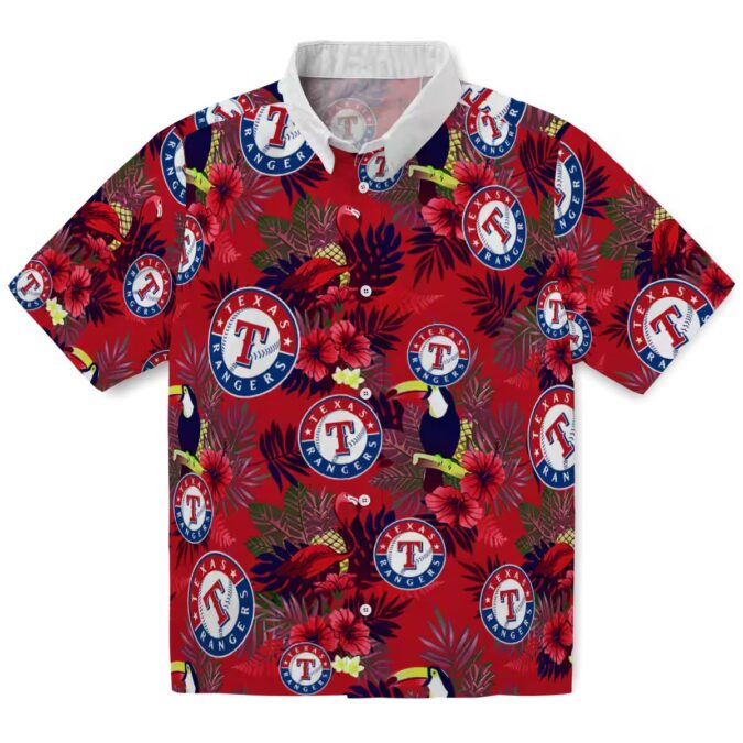 Exclusive Texas Rangers Hawaiian Shirt - Tropical Toucan Blue Red Floral MLB Gear