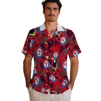 Exclusive Texas Rangers Hawaiian Shirt - Tropical Toucan Blue Red Floral MLB Gear
