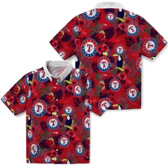 Exclusive Texas Rangers Hawaiian Shirt - Tropical Toucan Blue Red Floral MLB Gear