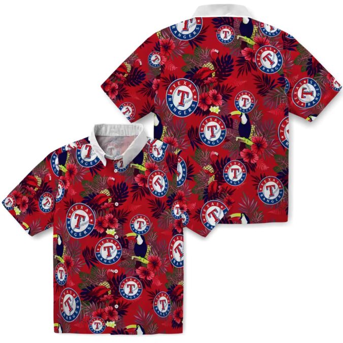 Exclusive Texas Rangers Hawaiian Shirt - Tropical Toucan Blue Red Floral MLB Gear