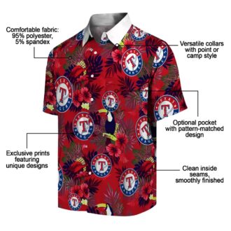 Exclusive Texas Rangers Hawaiian Shirt - Tropical Toucan Blue Red Floral MLB Gear