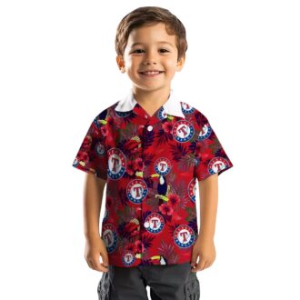 Exclusive Texas Rangers Hawaiian Shirt - Tropical Toucan Blue Red Floral MLB Gear