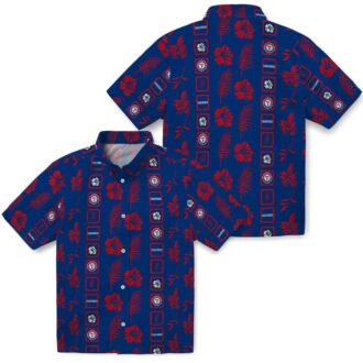 Limited Edition Texas Rangers Blue Floral Hawaiian Shirt - MLB Team Fan Apparel