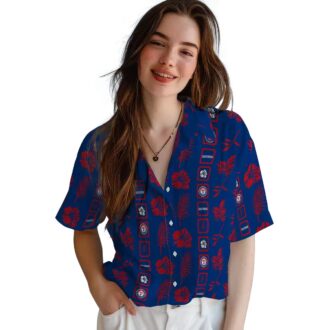 Limited Edition Texas Rangers Blue Floral Hawaiian Shirt - MLB Team Fan Apparel