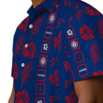 Limited Edition Texas Rangers Blue Floral Hawaiian Shirt - MLB Team Fan Apparel