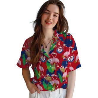 Limited Edition Texas Rangers Hawaiian Shirt - Blue Green Flamingo Vacation Style
