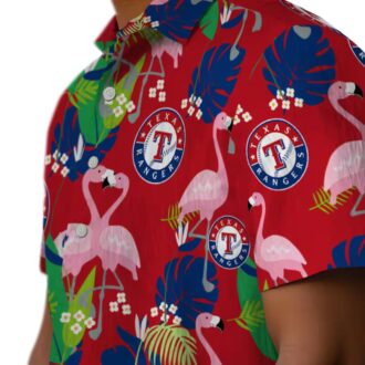 Limited Edition Texas Rangers Hawaiian Shirt - Blue Green Flamingo Vacation Style