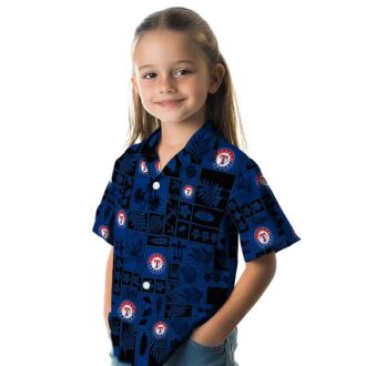 Limited Edition Texas Rangers Tropical Hawaiian Shirt - MLB Blue Black Patchwork Design