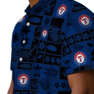 Limited Edition Texas Rangers Tropical Hawaiian Shirt - MLB Blue Black Patchwork Design