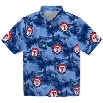 MLB Texas Rangers Aloha Hawaiian Shirt - Coastal Palms Summer Vacation Outfit for Fans