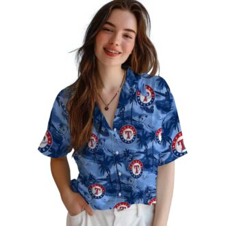 MLB Texas Rangers Aloha Hawaiian Shirt - Coastal Palms Summer Vacation Outfit for Fans