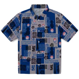 MLB Texas Rangers Blue Hawaiian Shirt - Tribal Design for Summer Parties