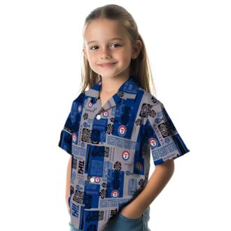 MLB Texas Rangers Blue Hawaiian Shirt - Tribal Design for Summer Parties