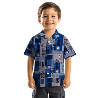 MLB Texas Rangers Blue Hawaiian Shirt - Tribal Design for Summer Parties