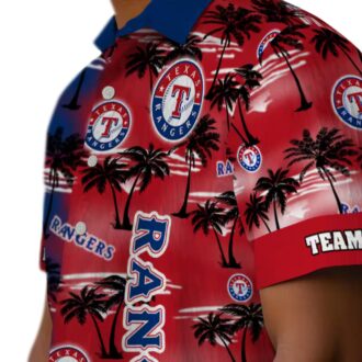 MLB Texas Rangers Palm Silhouettes Blue Aloha Shirt - MLB Tropical Hawaiian Theme for Summer Parties
