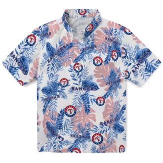 MLB Texas Rangers Tropical Leaves Hawaiian Shirt - White Aloha Shirt for Baseball Fans, Summer Fashion