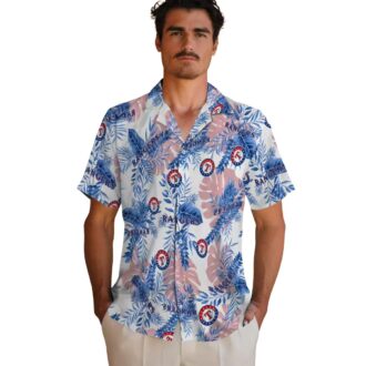 MLB Texas Rangers Tropical Leaves Hawaiian Shirt - White Aloha Shirt for Baseball Fans, Summer Fashion